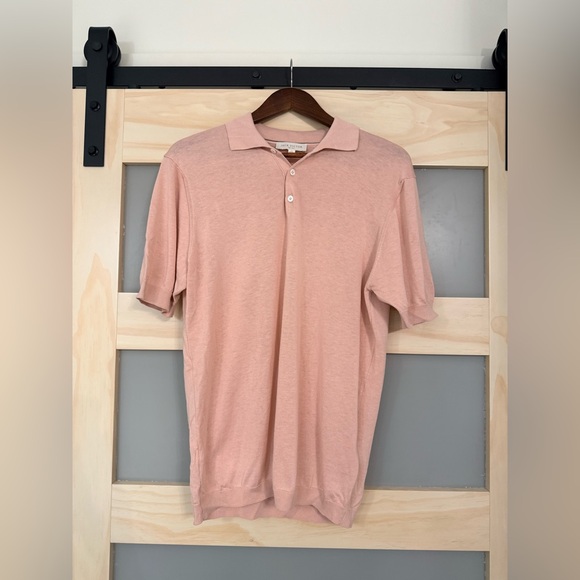 Jack Victor Silk Blend Knit Polo Shirt Pink Large Made in Italy